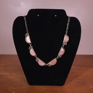 Vintage Pink and Gold Tone 1950s Necklace
